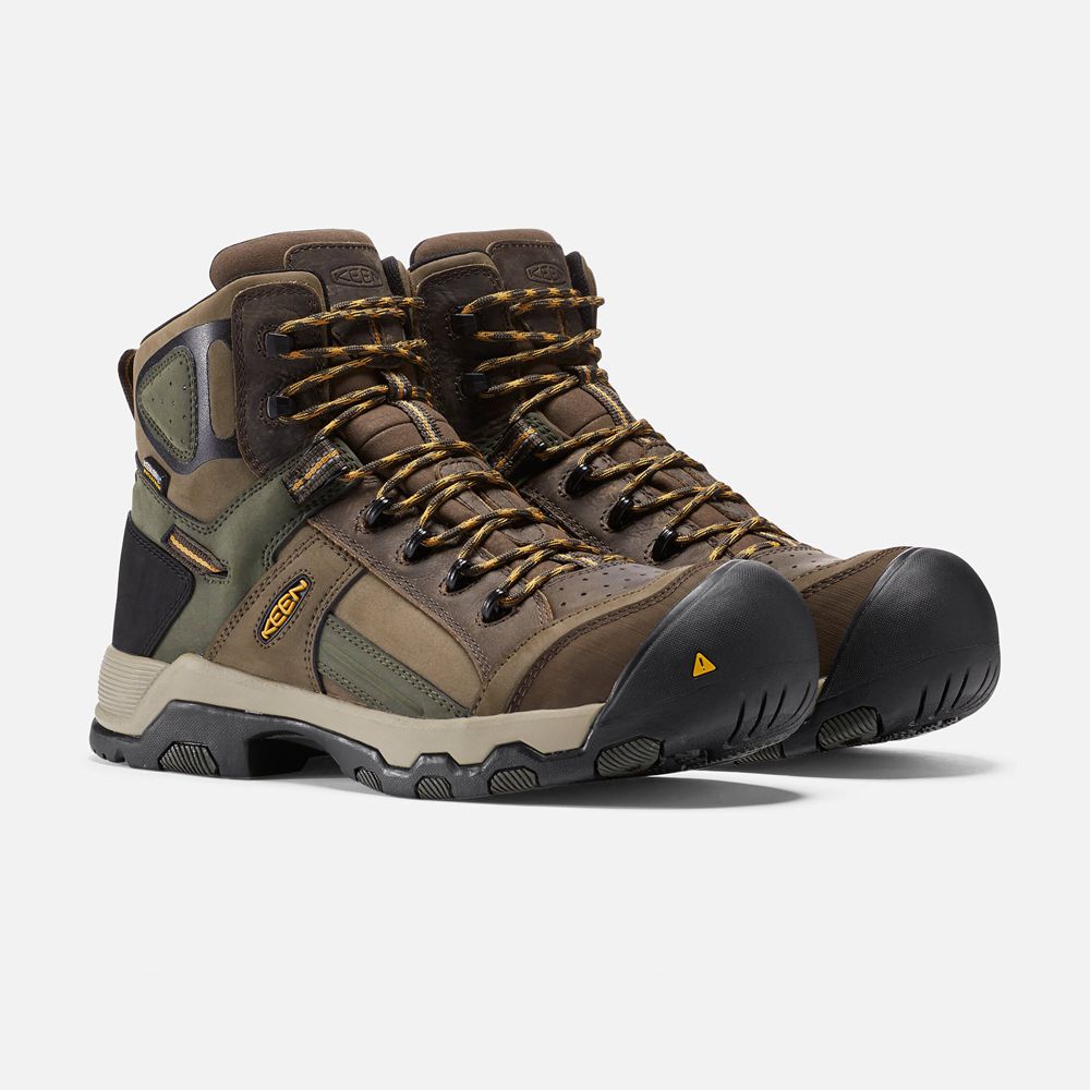 Botte de Travail Keen Homme Marron | Davenport Al Waterproof Mid (Composite Toe) | XREGI-8356